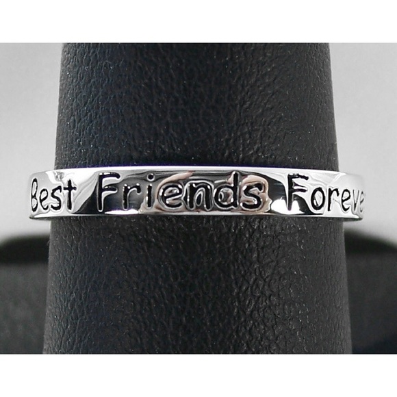 Best Friends Forever BFF Ring 2.7 mm Band 925 Sterling Silver Women's - Picture 2 of 12